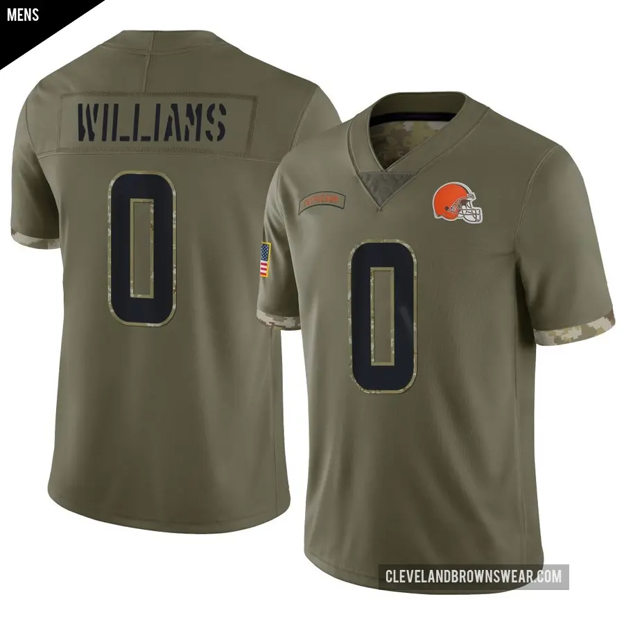 Men's Cleveland Browns ＃0 Bucky Williams Olive Limited 2022 Salute To Service Jersey
