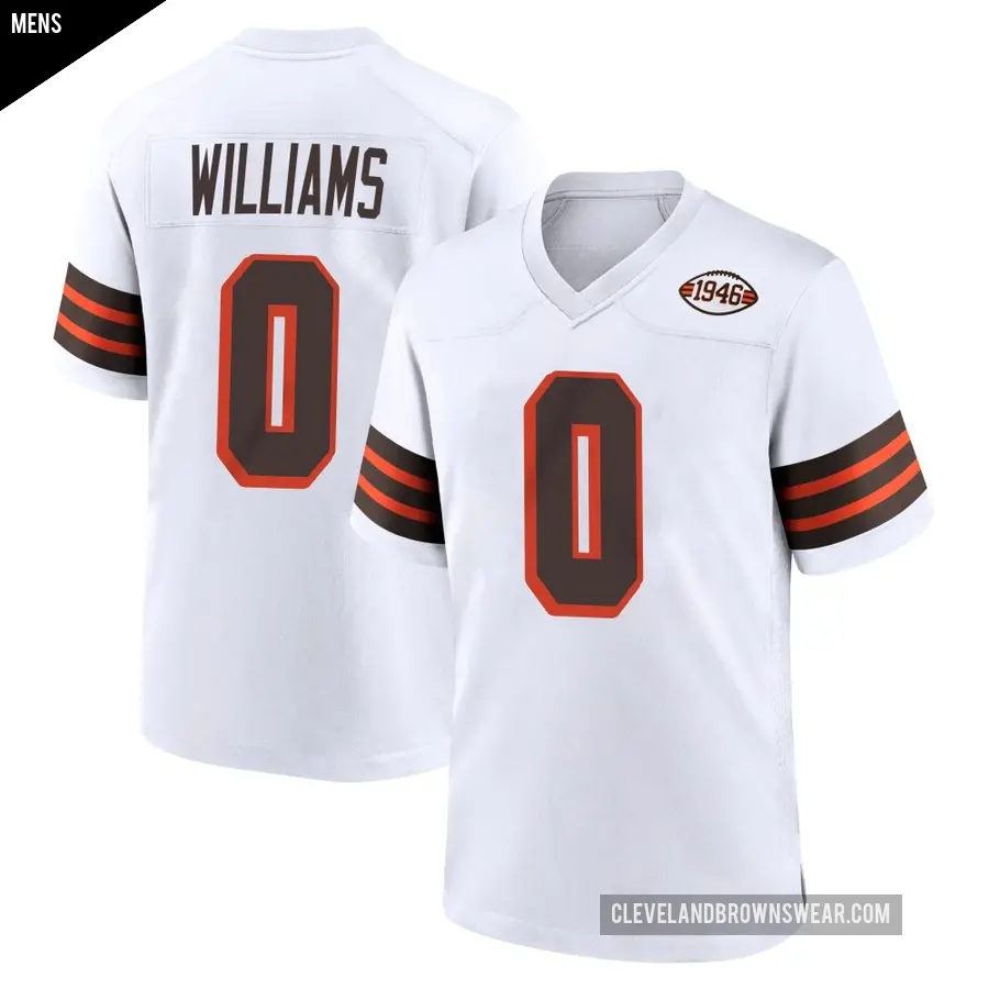 Men's Cleveland Browns ＃0 Bucky Williams White Game 1946 Collection Alternate Jersey