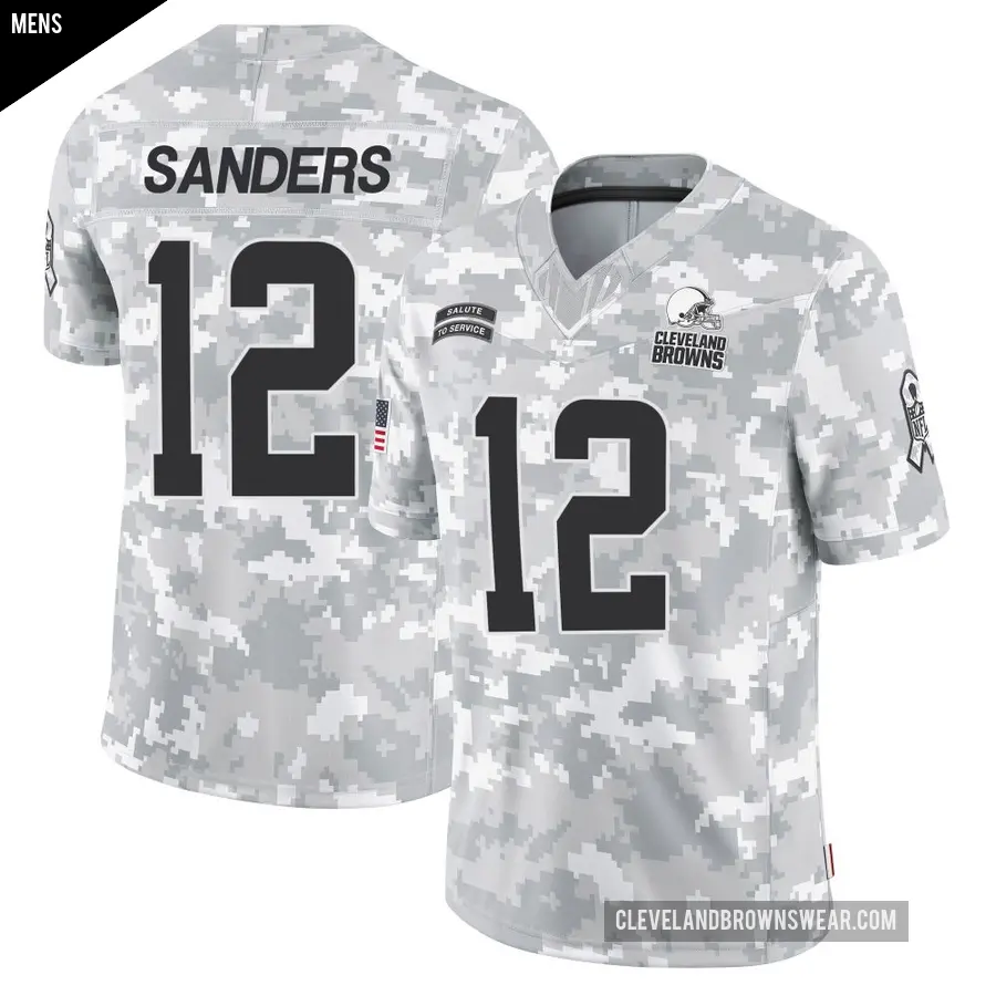 Men's Cleveland Browns ＃12 Shedeur Sanders Arctic Camo Limited 2024 Salute to Service Jersey