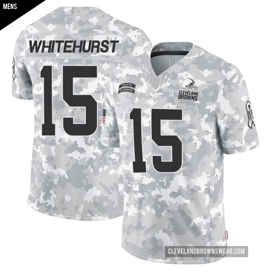 Men's Cleveland Browns ＃15 Charlie Whitehurst Arctic Camo Limited 2024 Salute to Service Jersey