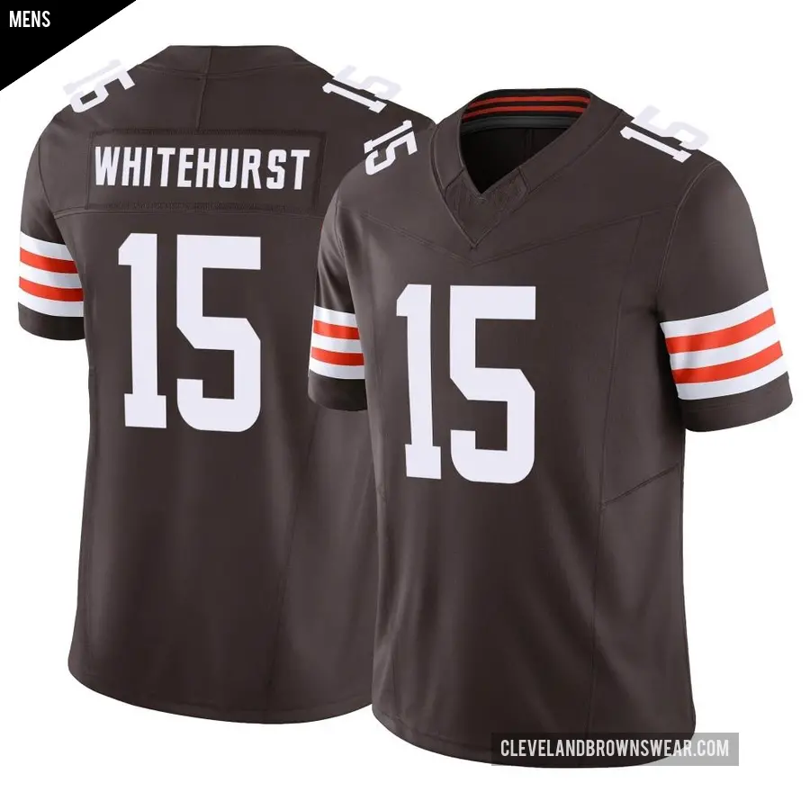 Men's Cleveland Browns ＃15 Charlie Whitehurst Brown Limited Vapor F.U.S.E. Jersey