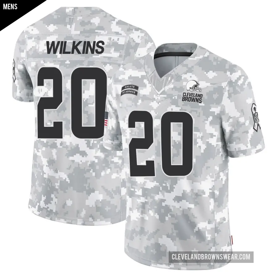 Men's Cleveland Browns ＃20 Jordan Wilkins Arctic Camo Limited 2024 Salute to Service Jersey