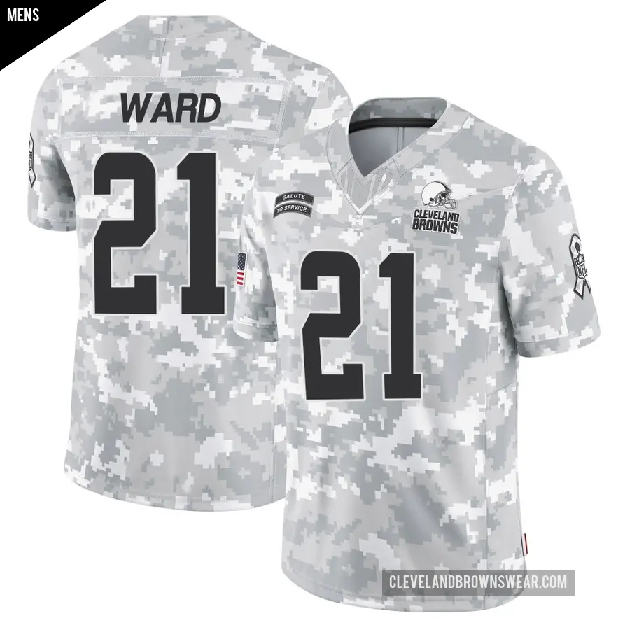 Men's Cleveland Browns ＃21 Denzel Ward Arctic Camo Limited 2024 Salute to Service Jersey