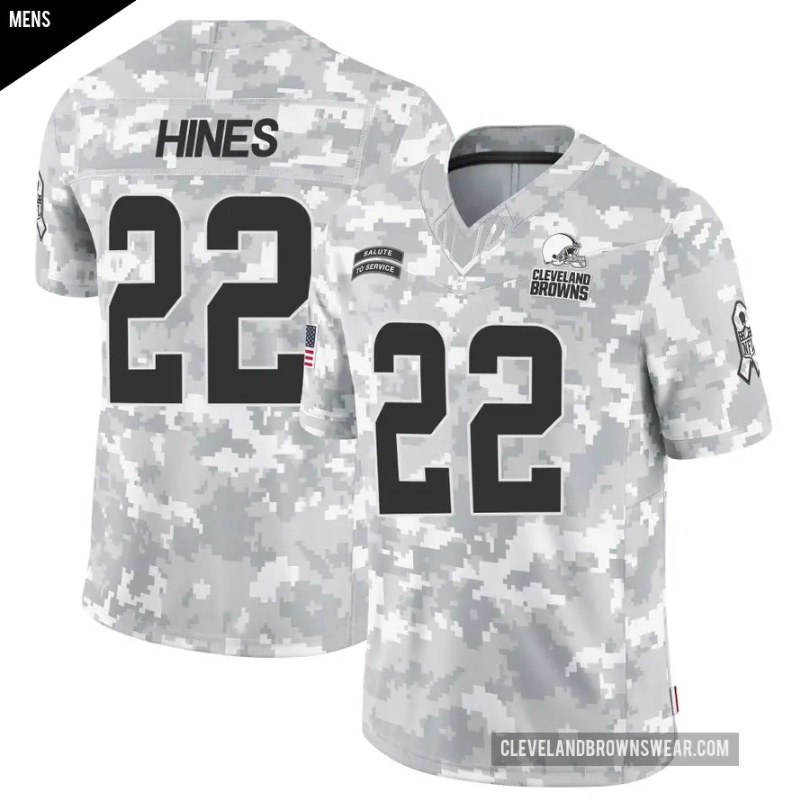 Men's Cleveland Browns ＃22 Nyheim Hines Arctic Camo Limited 2024 Salute to Service Jersey