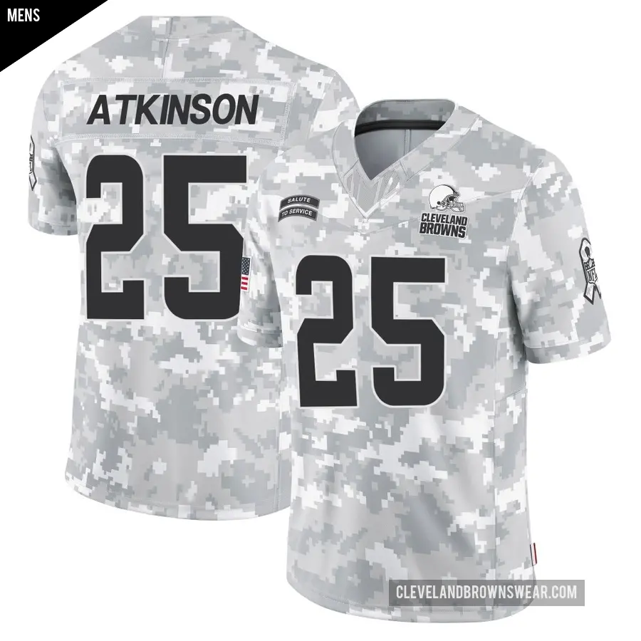 Men's Cleveland Browns ＃25 George Atkinson Arctic Camo Limited 2024 Salute to Service Jersey