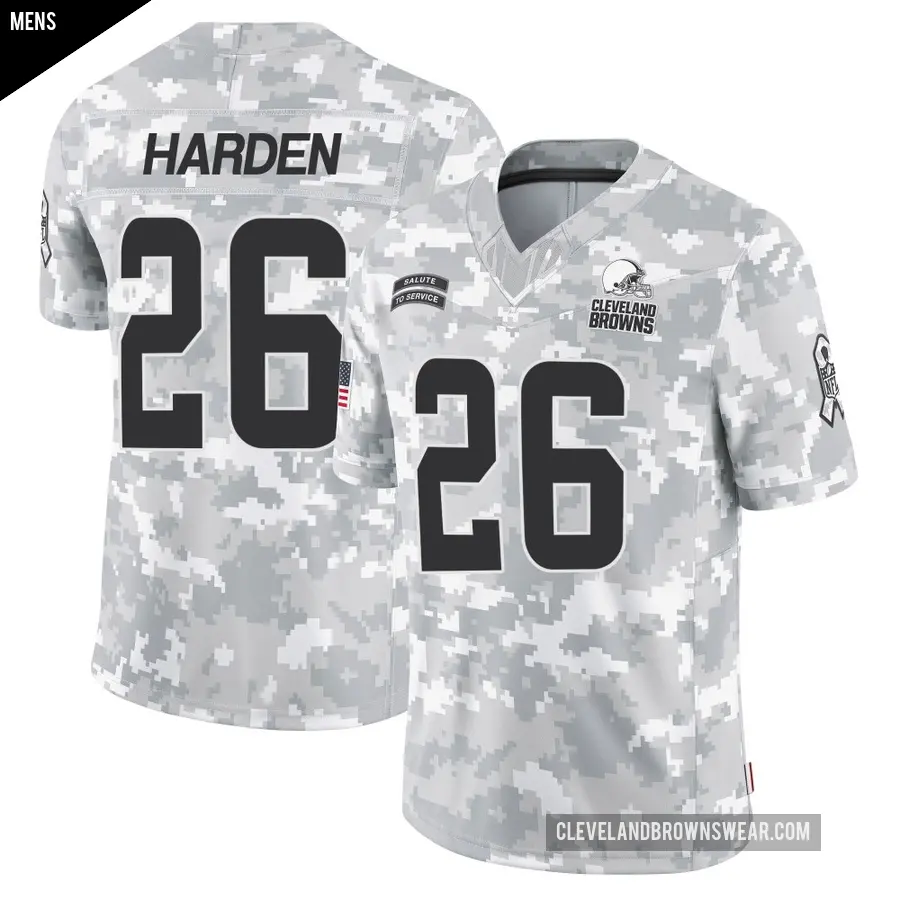 Men's Cleveland Browns ＃26 Myles Harden Arctic Camo Limited 2024 Salute to Service Jersey