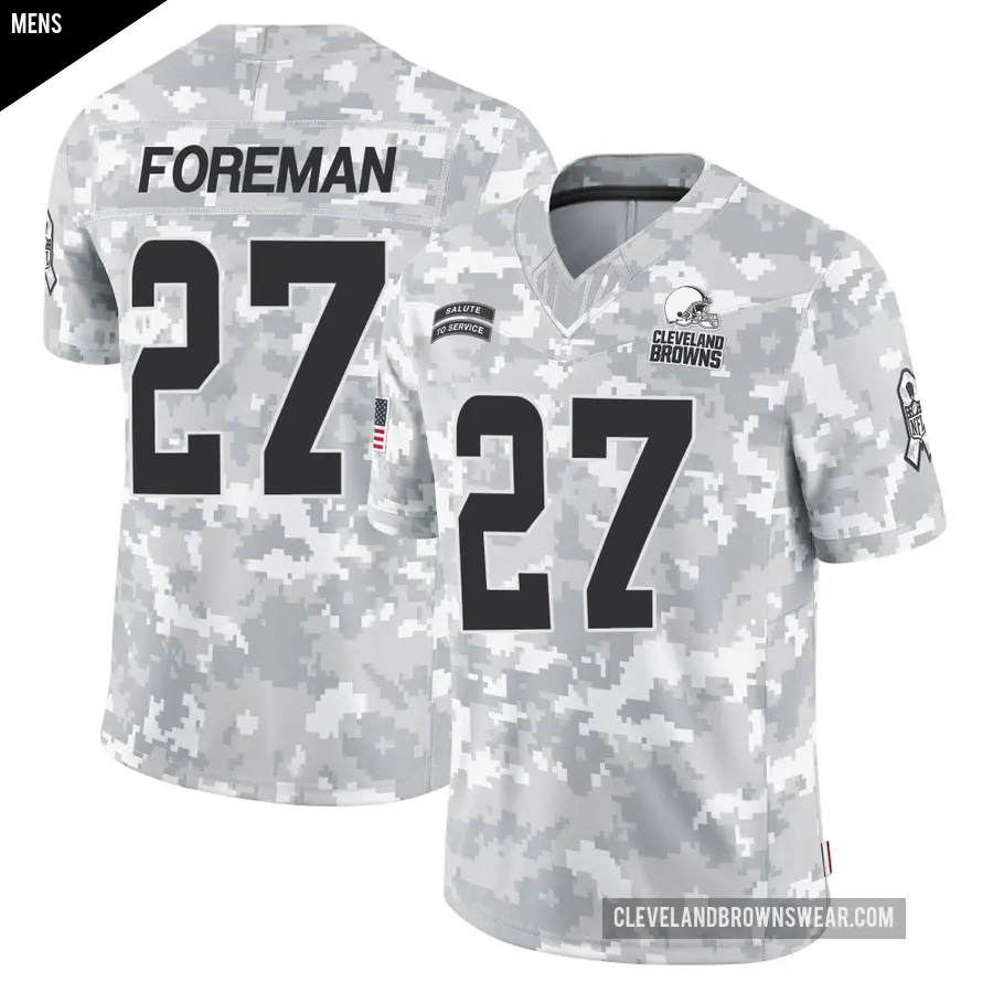 Men's Cleveland Browns ＃27 D'Onta Foreman Arctic Camo Limited 2024 Salute to Service Jersey