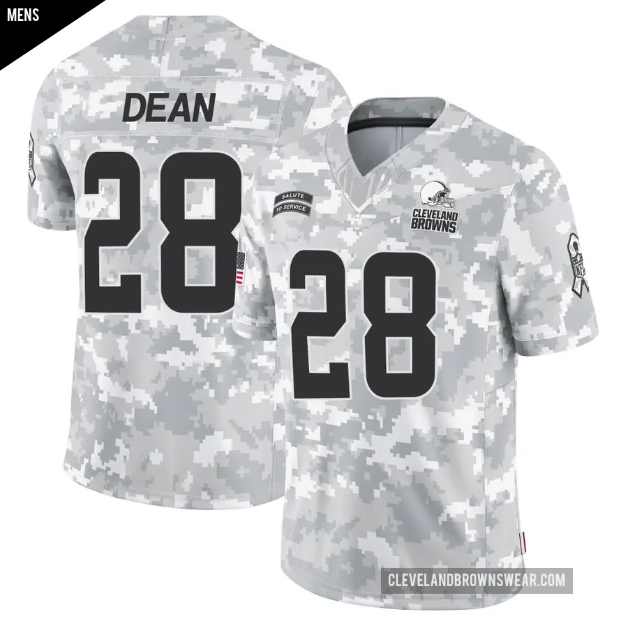 Men's Cleveland Browns ＃28 Trey Dean III Arctic Camo Limited 2024 Salute to Service Jersey