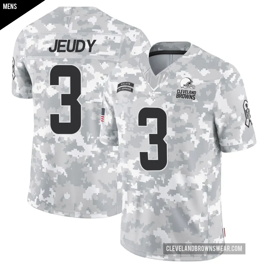 Men's Cleveland Browns ＃3 Jerry Jeudy Arctic Camo Limited 2024 Salute to Service Jersey