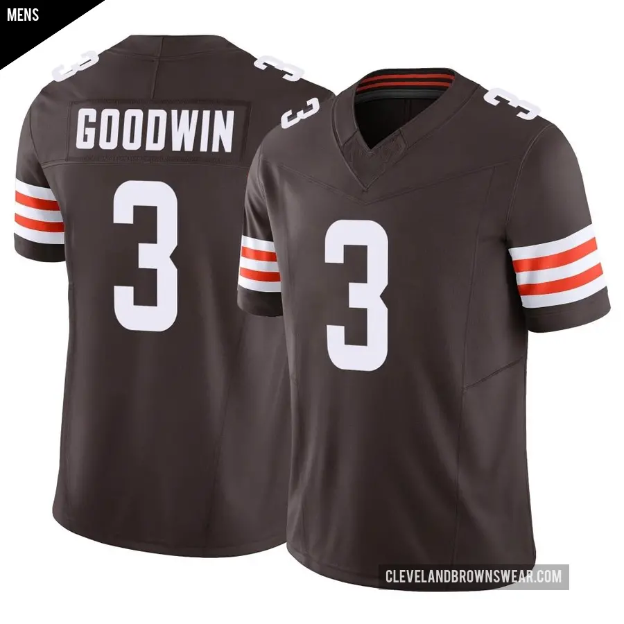 Men's Cleveland Browns ＃3 Marquise Goodwin Brown Limited Vapor F.U.S.E. Jersey
