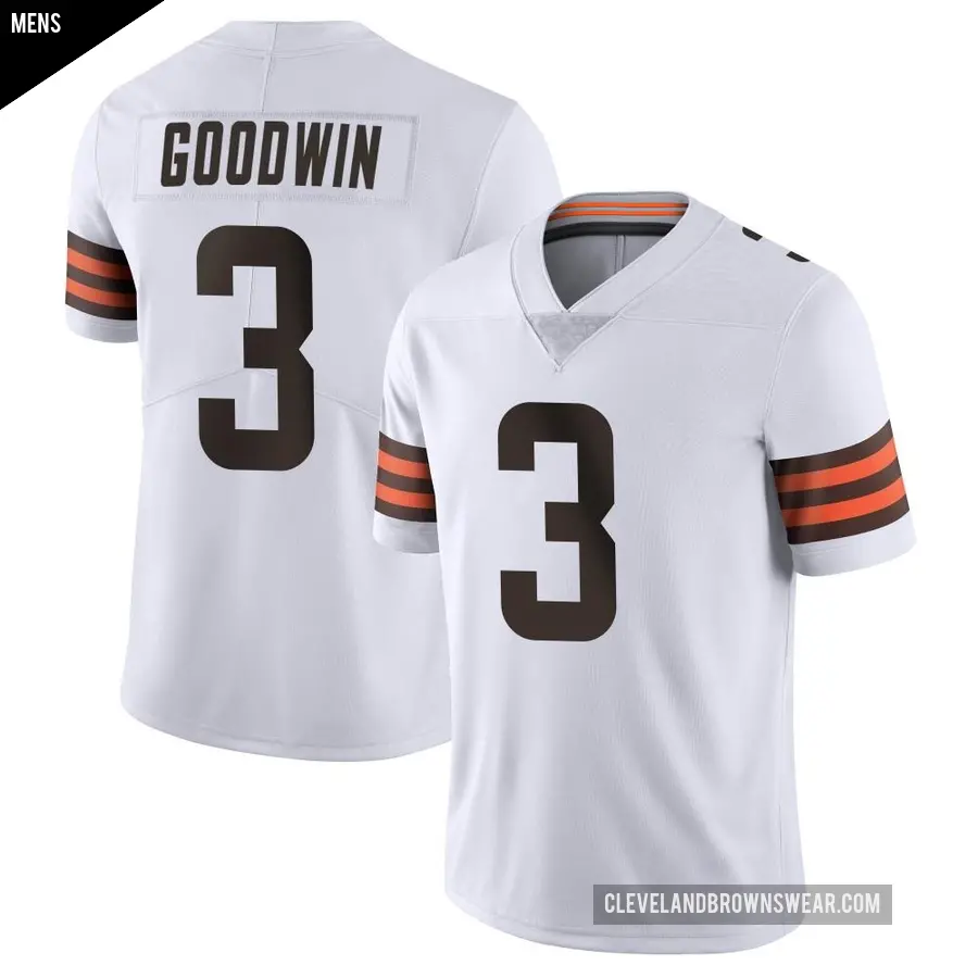 Men's Cleveland Browns ＃3 Marquise Goodwin White Limited Vapor Untouchable Jersey