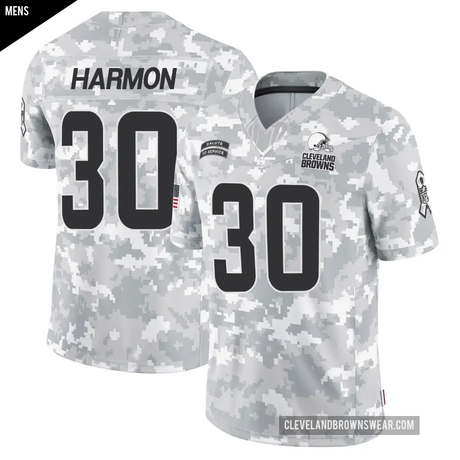 Men's Cleveland Browns ＃30 Duron Harmon Arctic Camo Limited 2024 Salute to Service Jersey