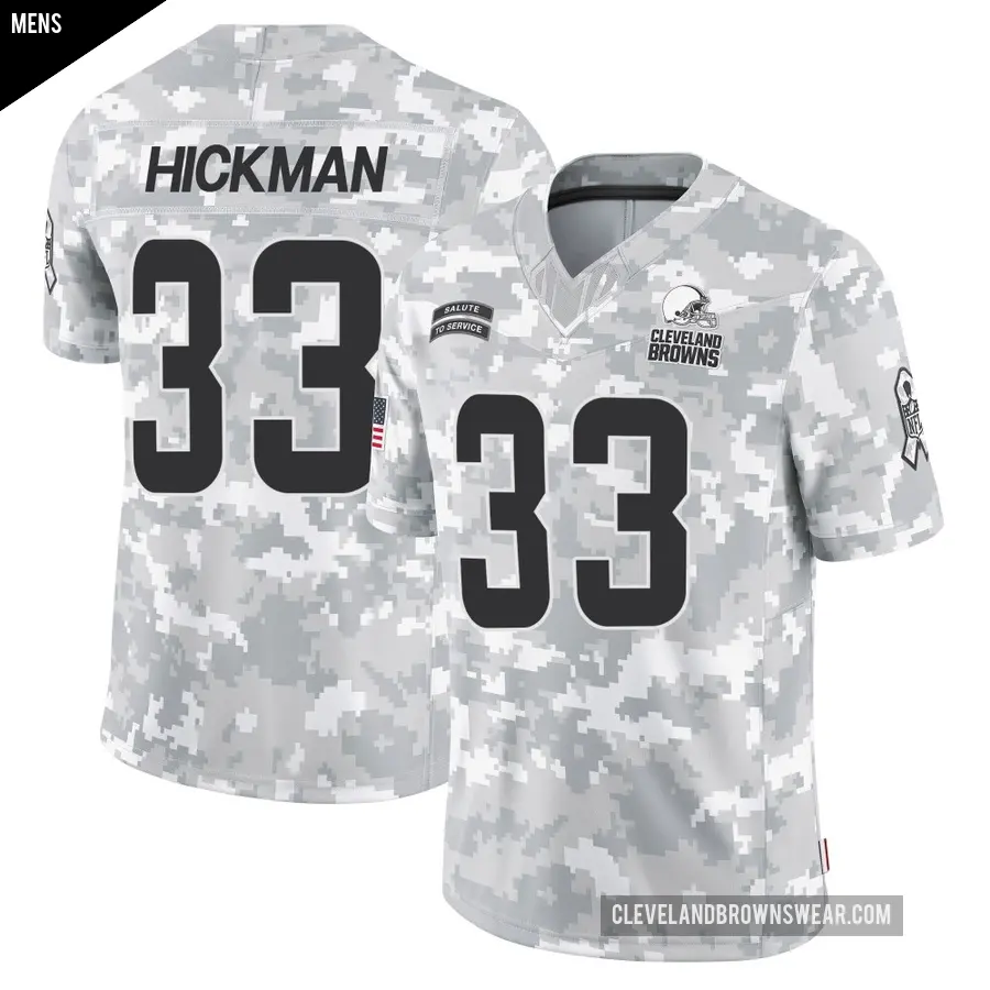 Men's Cleveland Browns ＃33 Ronnie Hickman Arctic Camo Limited 2024 Salute to Service Jersey