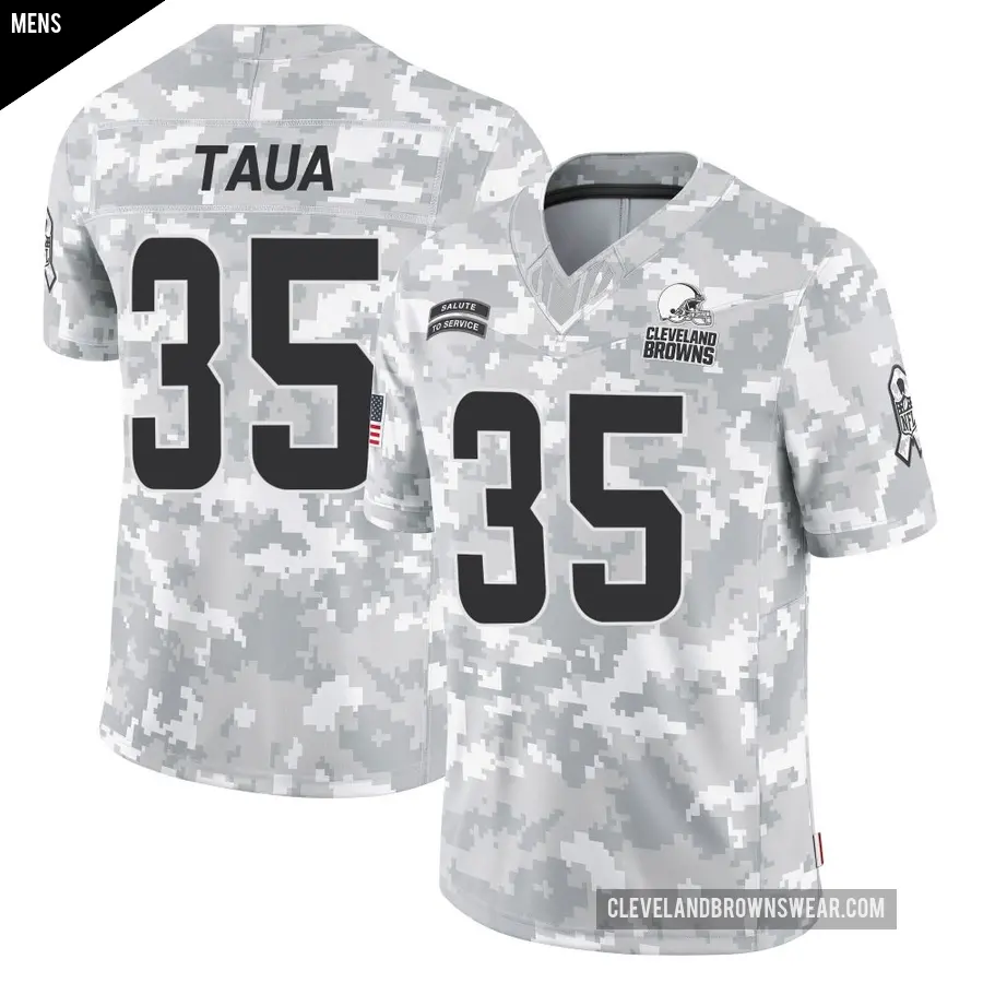 Men's Cleveland Browns ＃35 Toa Taua Arctic Camo Limited 2024 Salute to Service Jersey