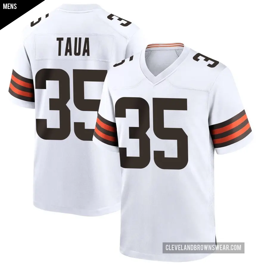 Men's Cleveland Browns ＃35 Toa Taua White Game Jersey