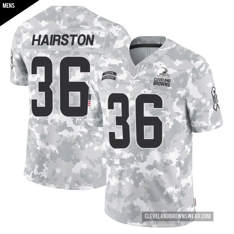 Men's Cleveland Browns ＃36 Troy Hairston Arctic Camo Limited 2024 Salute to Service Jersey