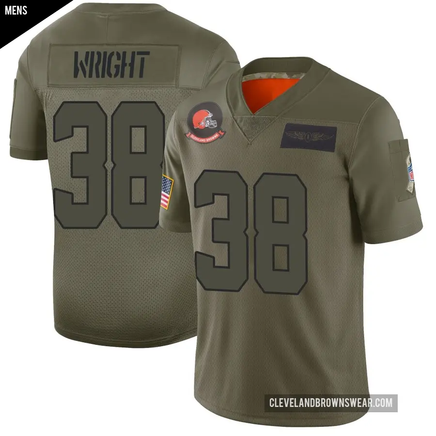 Men's Cleveland Browns ＃38 Winston Wright Camo Limited 2019 Salute to Service Jersey