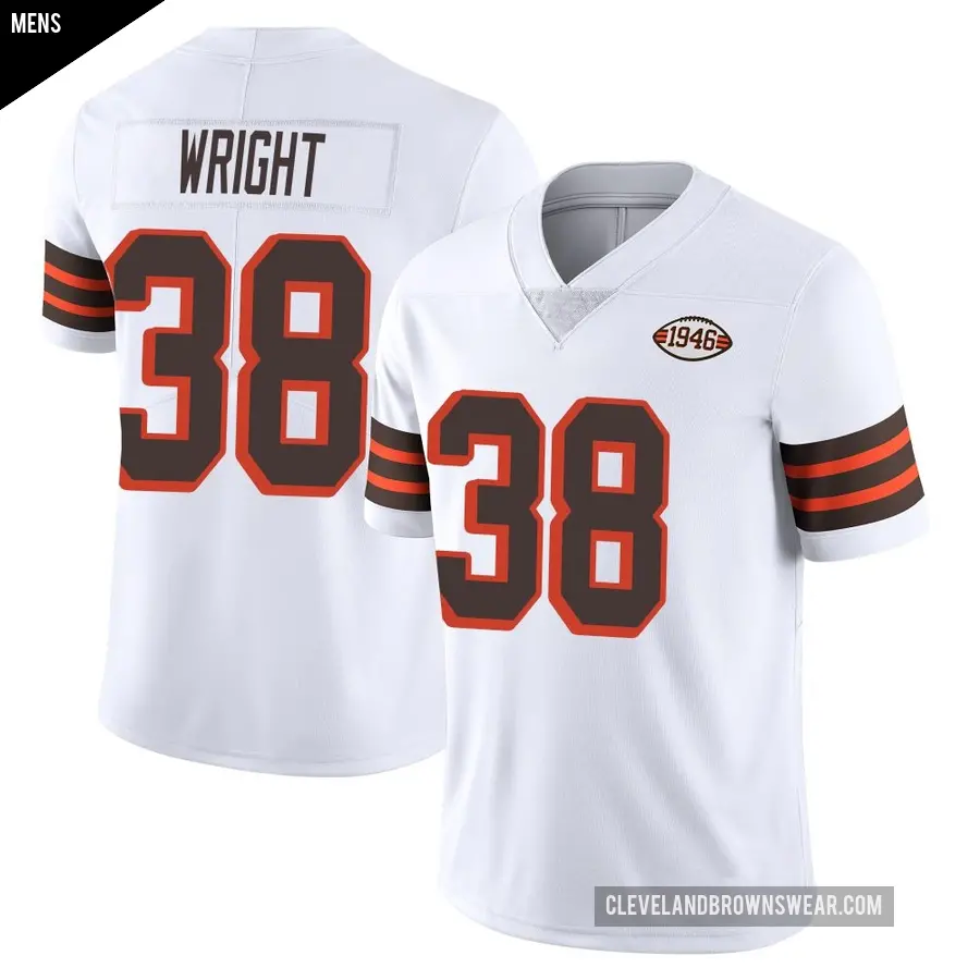 Men's Cleveland Browns ＃38 Winston Wright White Limited Vapor 1946 Collection Alternate Jersey