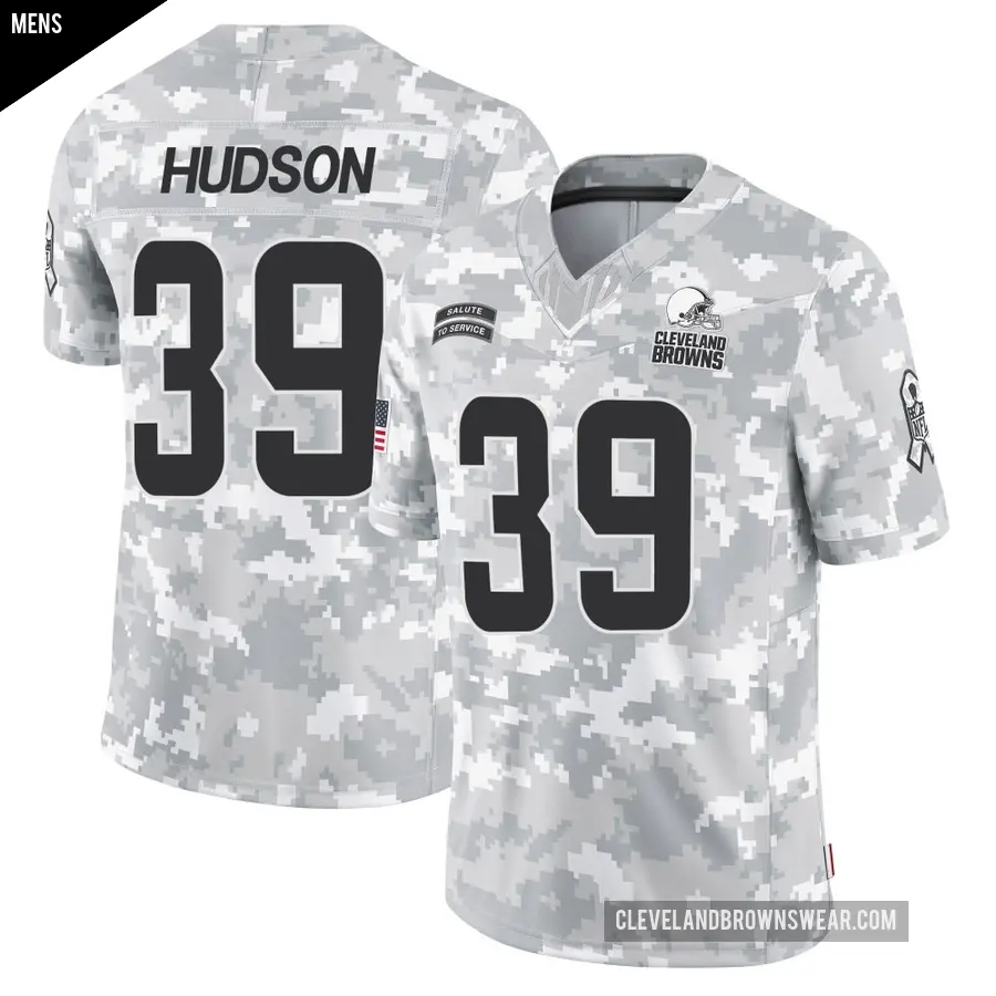 Men's Cleveland Browns ＃39 Khaleke Hudson Arctic Camo Limited 2024 Salute to Service Jersey