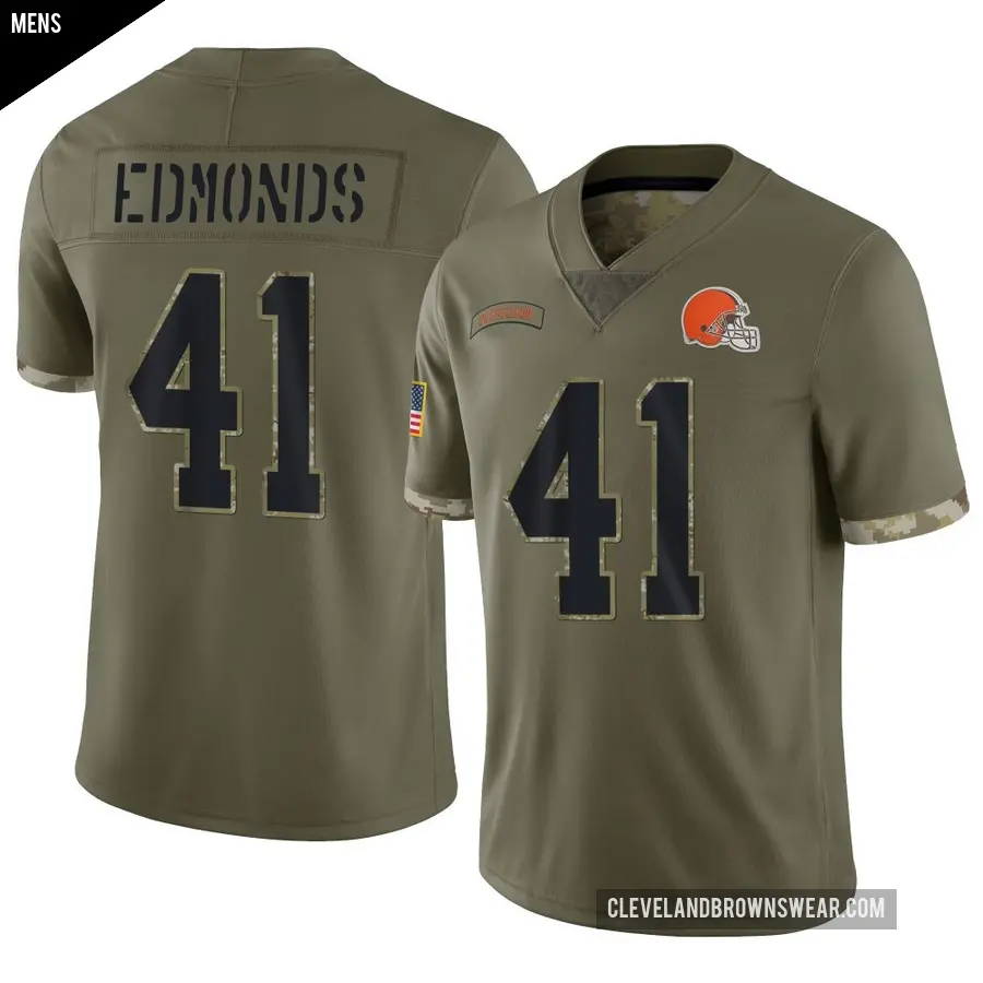 Men's Cleveland Browns ＃41 Christopher Edmonds Olive Limited 2022 Salute To Service Jersey