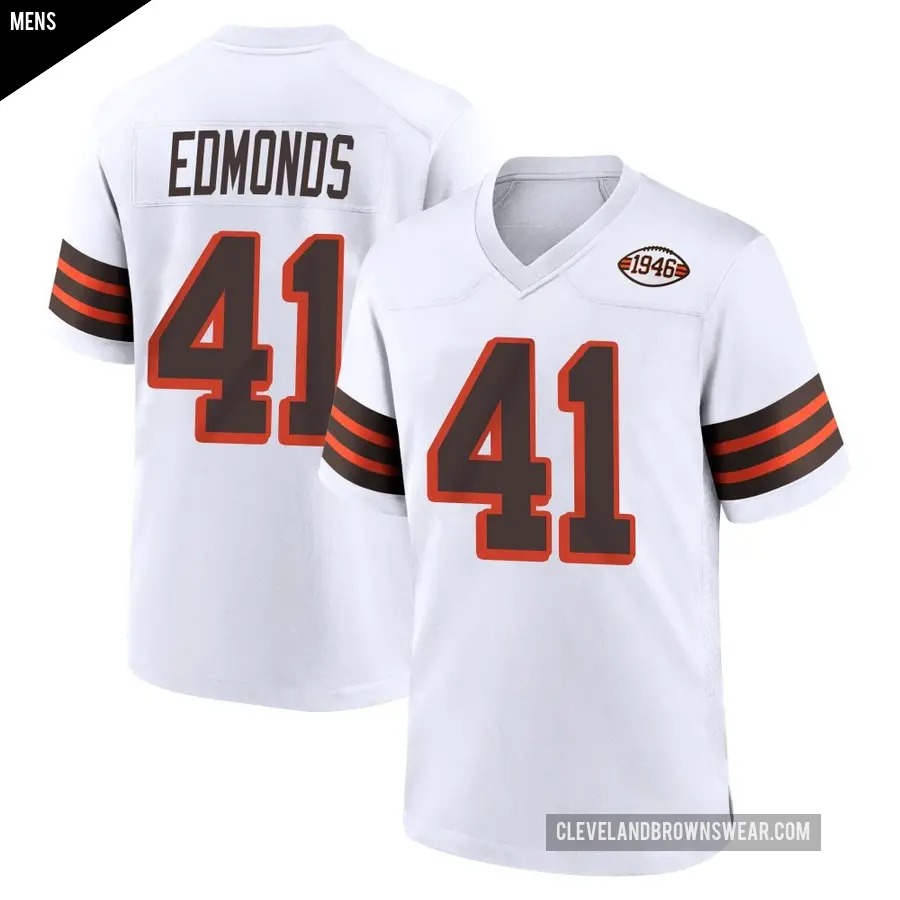 Men's Cleveland Browns ＃41 Christopher Edmonds White Game 1946 Collection Alternate Jersey