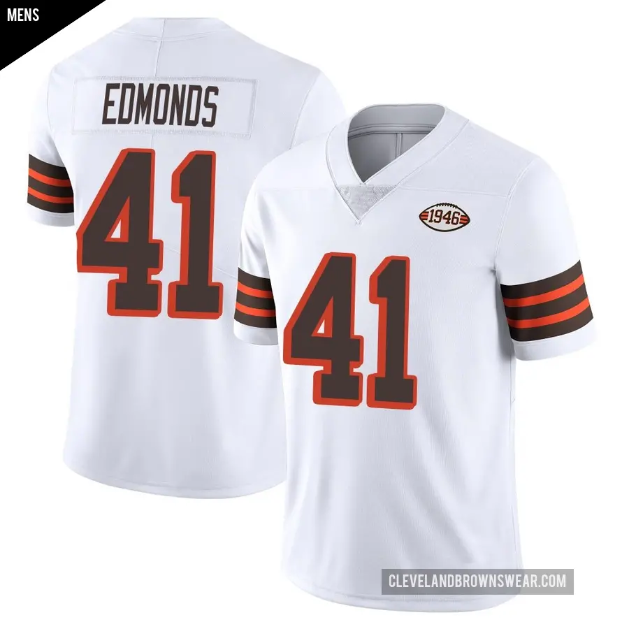 Men's Cleveland Browns ＃41 Christopher Edmonds White Limited Vapor 1946 Collection Alternate Jersey