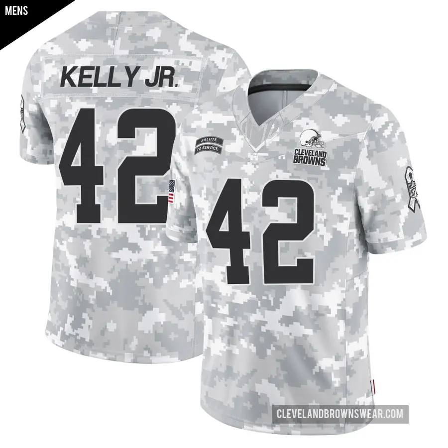 Men's Cleveland Browns ＃42 John Kelly Jr. Arctic Camo Limited 2024 Salute to Service Jersey