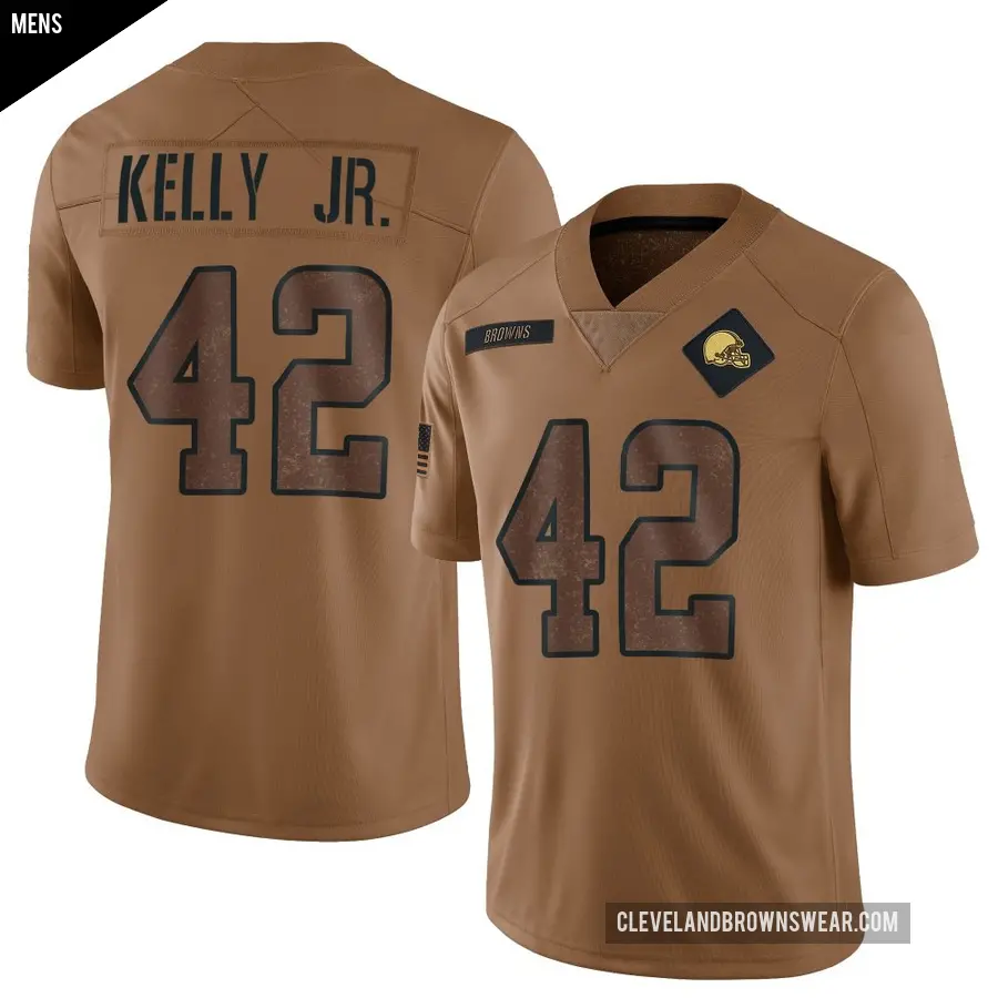 Men's Cleveland Browns ＃42 John Kelly Jr. Brown Limited 2023 Salute To Service Jersey