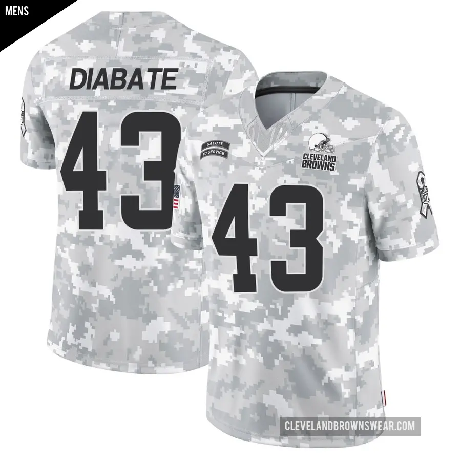 Men's Cleveland Browns ＃43 Mohamoud Diabate Arctic Camo Limited 2024 Salute to Service Jersey