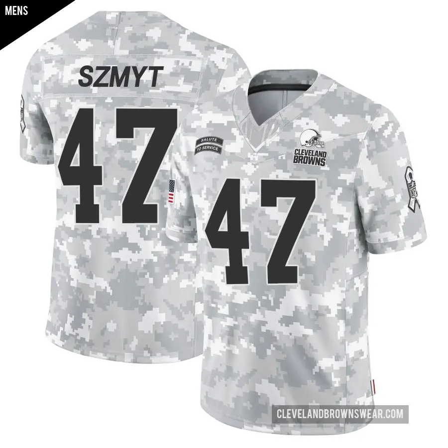 Men's Cleveland Browns ＃47 Andre Szmyt Arctic Camo Limited 2024 Salute to Service Jersey