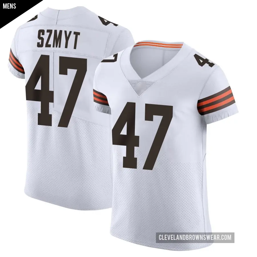 Men's Cleveland Browns ＃47 Andre Szmyt White Elite Vapor Jersey