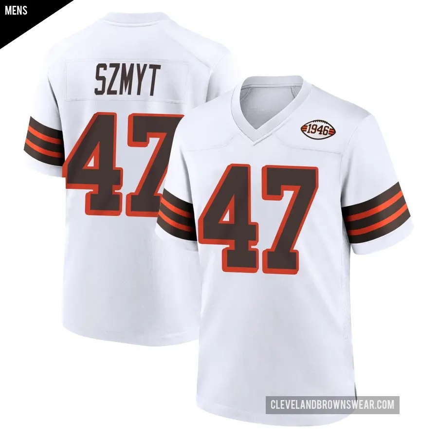 Men's Cleveland Browns ＃47 Andre Szmyt White Game 1946 Collection Alternate Jersey