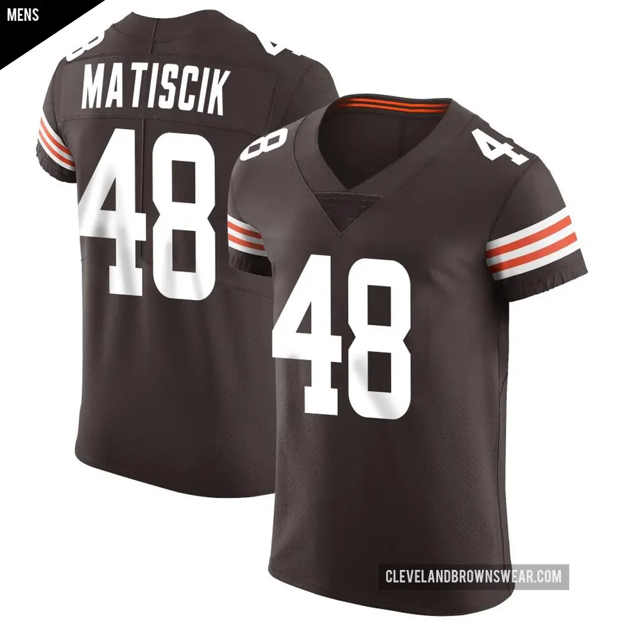 Men's Cleveland Browns ＃48 Brent Matiscik Brown Elite Vapor Jersey