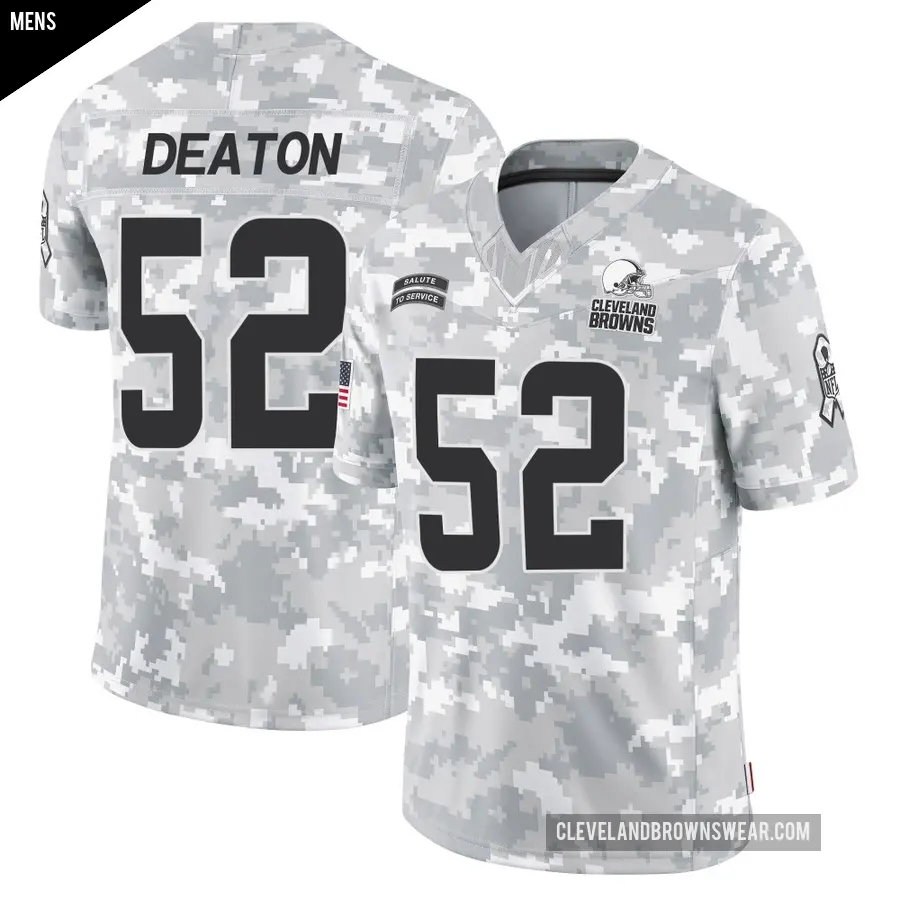 Men's Cleveland Browns ＃52 Dawson Deaton Arctic Camo Limited 2024 Salute to Service Jersey
