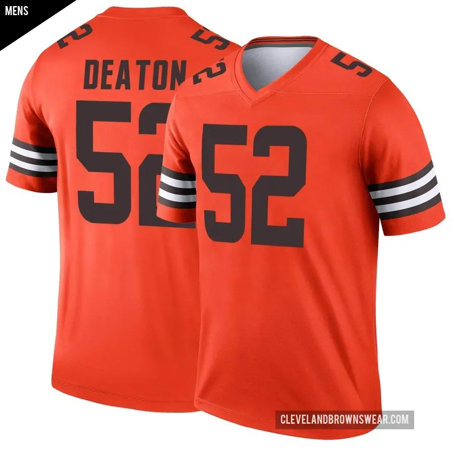 Men's Cleveland Browns ＃52 Dawson Deaton Orange Legend Inverted Jersey