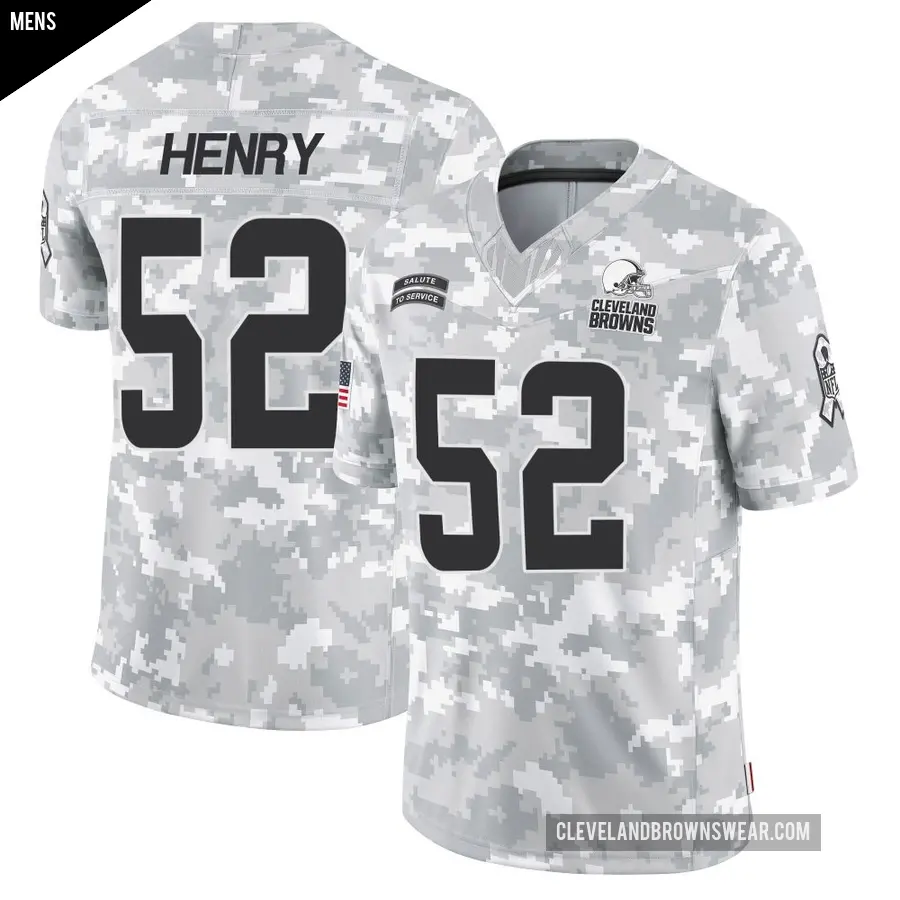 Men's Cleveland Browns ＃52 KJ Henry Arctic Camo Limited 2024 Salute to Service Jersey