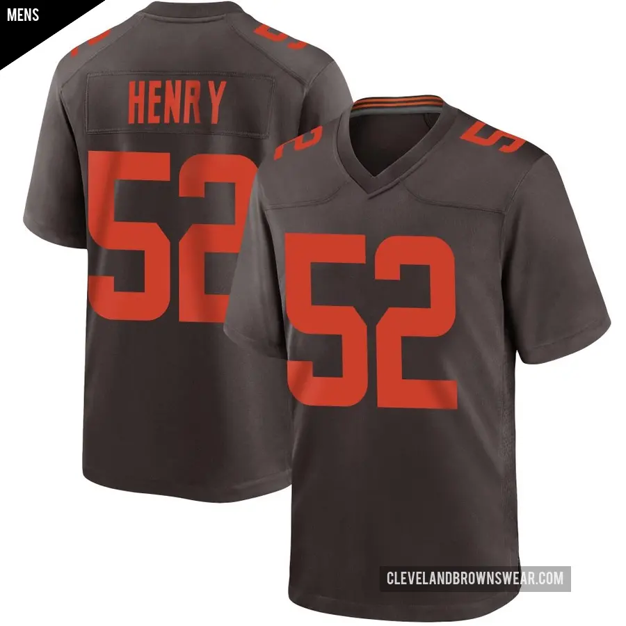 Men's Cleveland Browns ＃52 KJ Henry Brown Game Alternate Jersey
