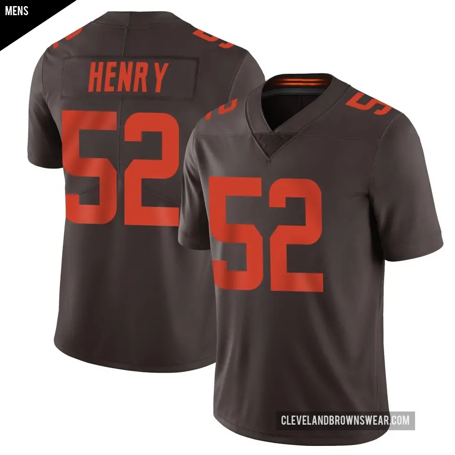 Men's Cleveland Browns ＃52 KJ Henry Brown Limited Vapor Alternate Jersey