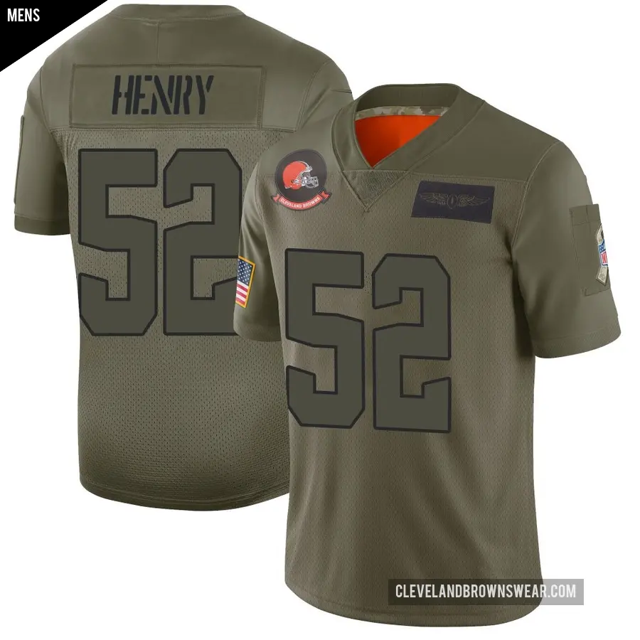 Men's Cleveland Browns ＃52 KJ Henry Camo Limited 2019 Salute to Service Jersey