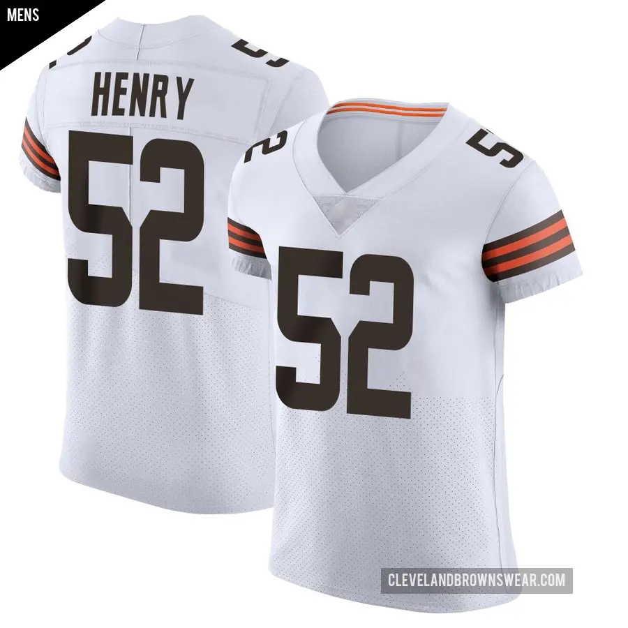 Men's Cleveland Browns ＃52 KJ Henry White Elite Vapor Jersey