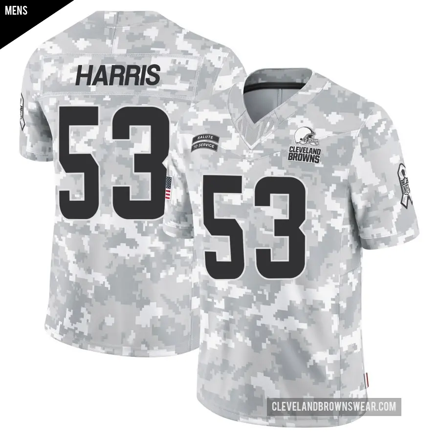 Men's Cleveland Browns ＃53 Nick Harris Arctic Camo Limited 2024 Salute to Service Jersey