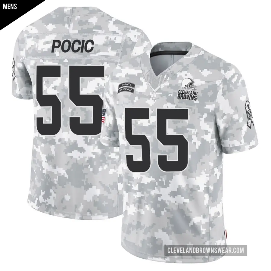 Men's Cleveland Browns ＃55 Ethan Pocic Arctic Camo Limited 2024 Salute to Service Jersey