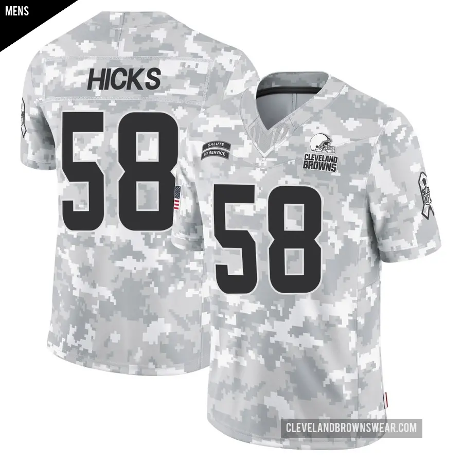 Men's Cleveland Browns ＃58 Jordan Hicks Arctic Camo Limited 2024 Salute to Service Jersey
