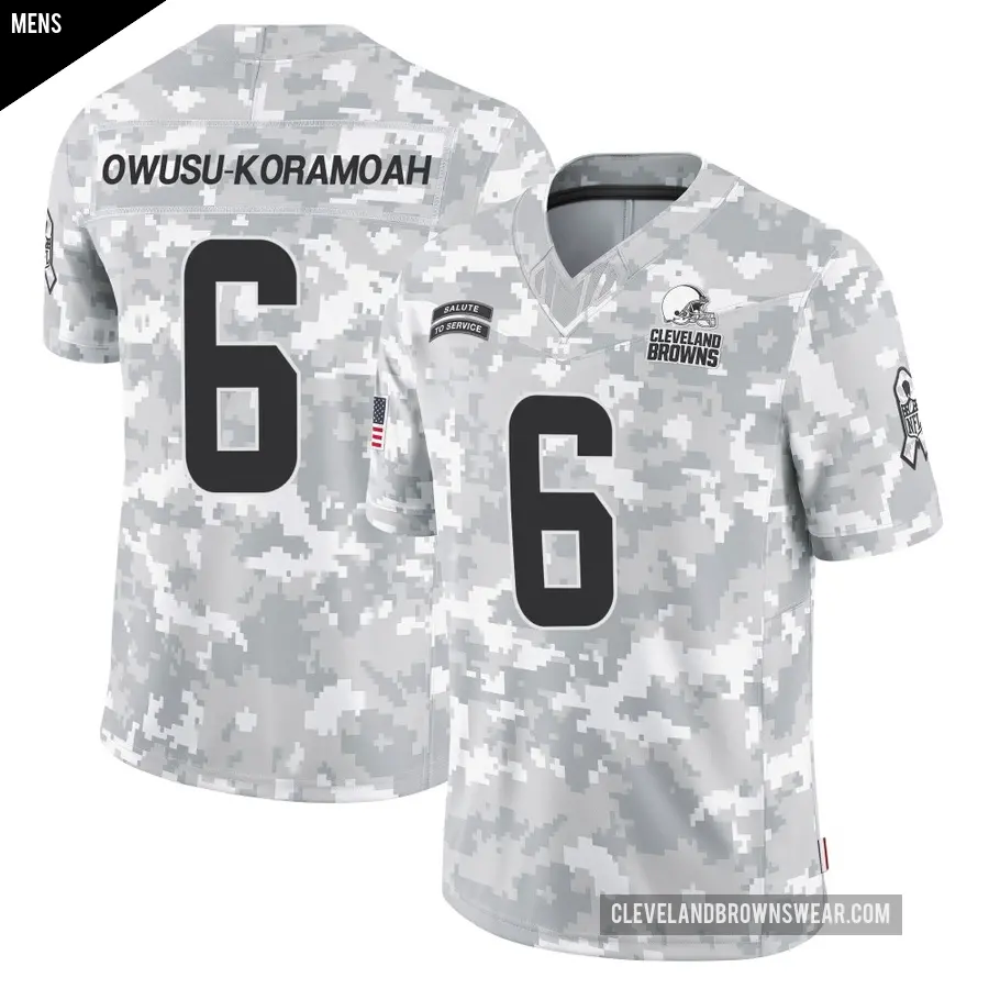 Men's Cleveland Browns ＃6 Jeremiah Owusu-Koramoah Arctic Camo Limited 2024 Salute to Service Jersey