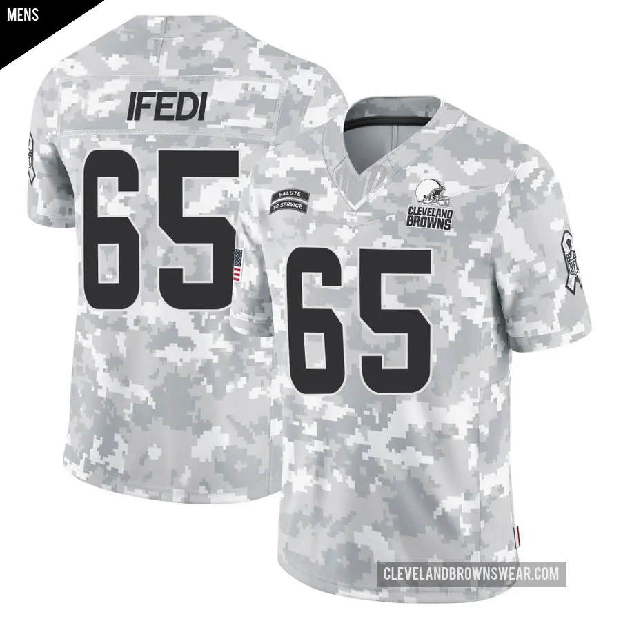 Men's Cleveland Browns ＃65 Germain Ifedi Arctic Camo Limited 2024 Salute to Service Jersey