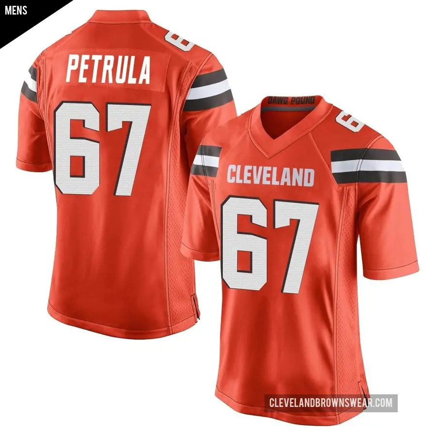 Men's Cleveland Browns ＃67 Ben Petrula Orange Game Alternate Jersey