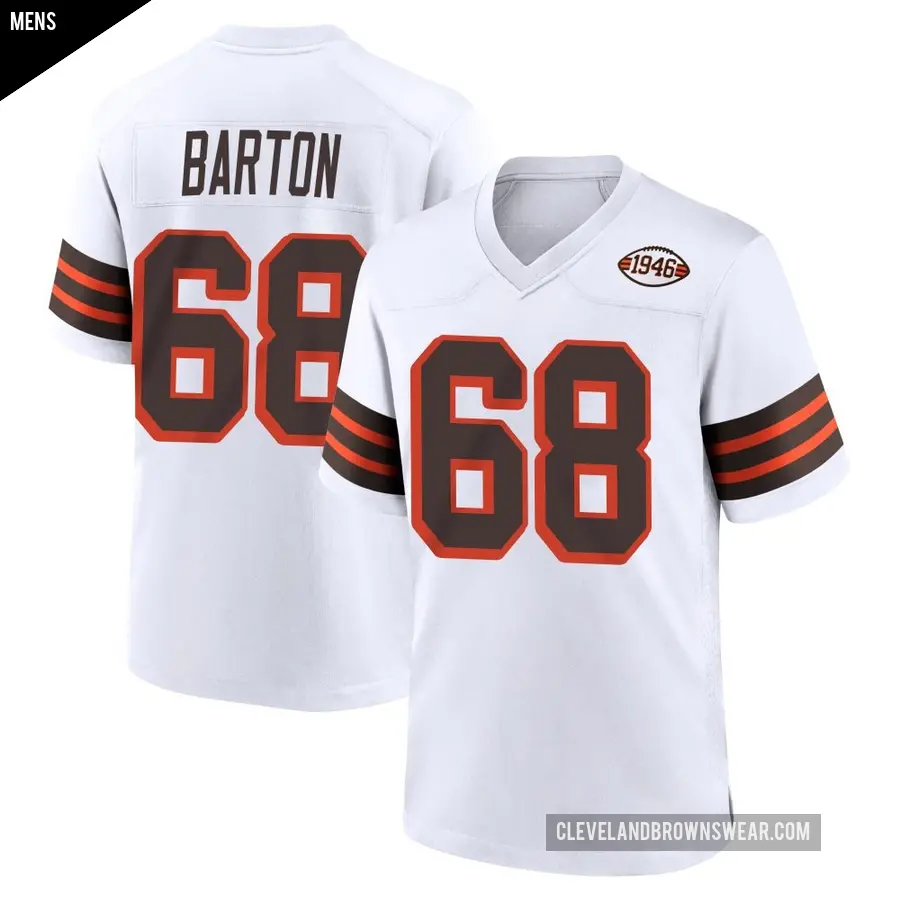 Men's Cleveland Browns ＃68 Jackson Barton White Game 1946 Collection Alternate Jersey