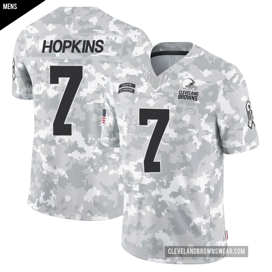 Men's Cleveland Browns ＃7 Dustin Hopkins Arctic Camo Limited 2024 Salute to Service Jersey