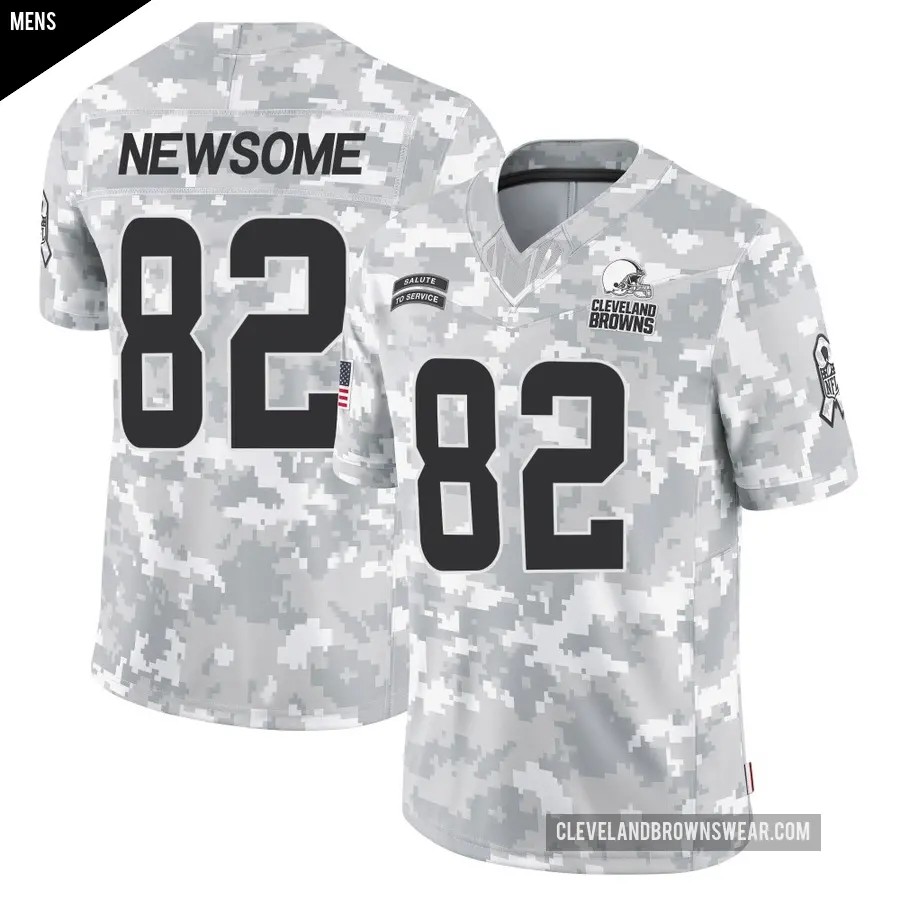 Men's Cleveland Browns ＃82 Ozzie Newsome Arctic Camo Limited 2024 Salute to Service Jersey