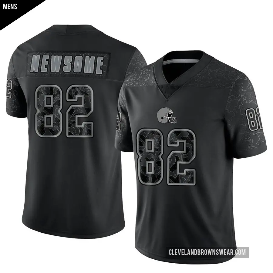 Men's Cleveland Browns ＃82 Ozzie Newsome Black Limited Reflective Jersey